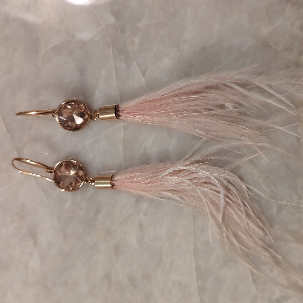 Pale Pink Anthro Feather Earrings